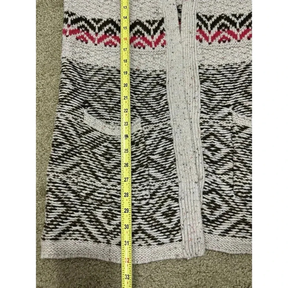 MAURICES Women Sweater Neutral Cardigan Chunky Open Knit Wool Blend Aztec Medium - Picture 9 of 9